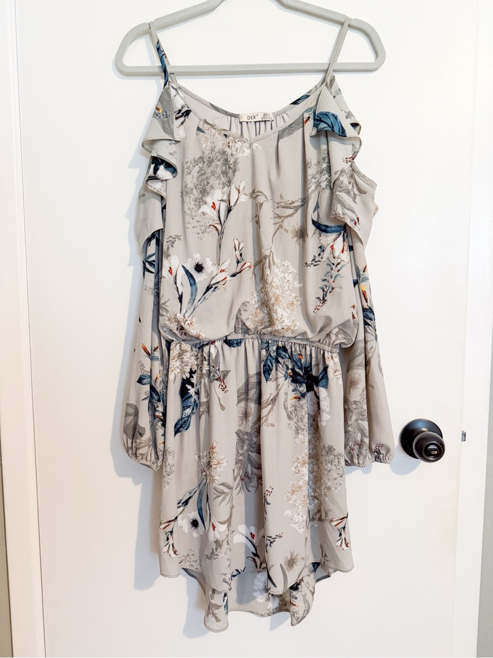 Dex Light Gray Floral-Accent Dress